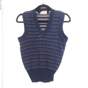 Vintage Bloomingdales Sweater Vest Navy Geo Print